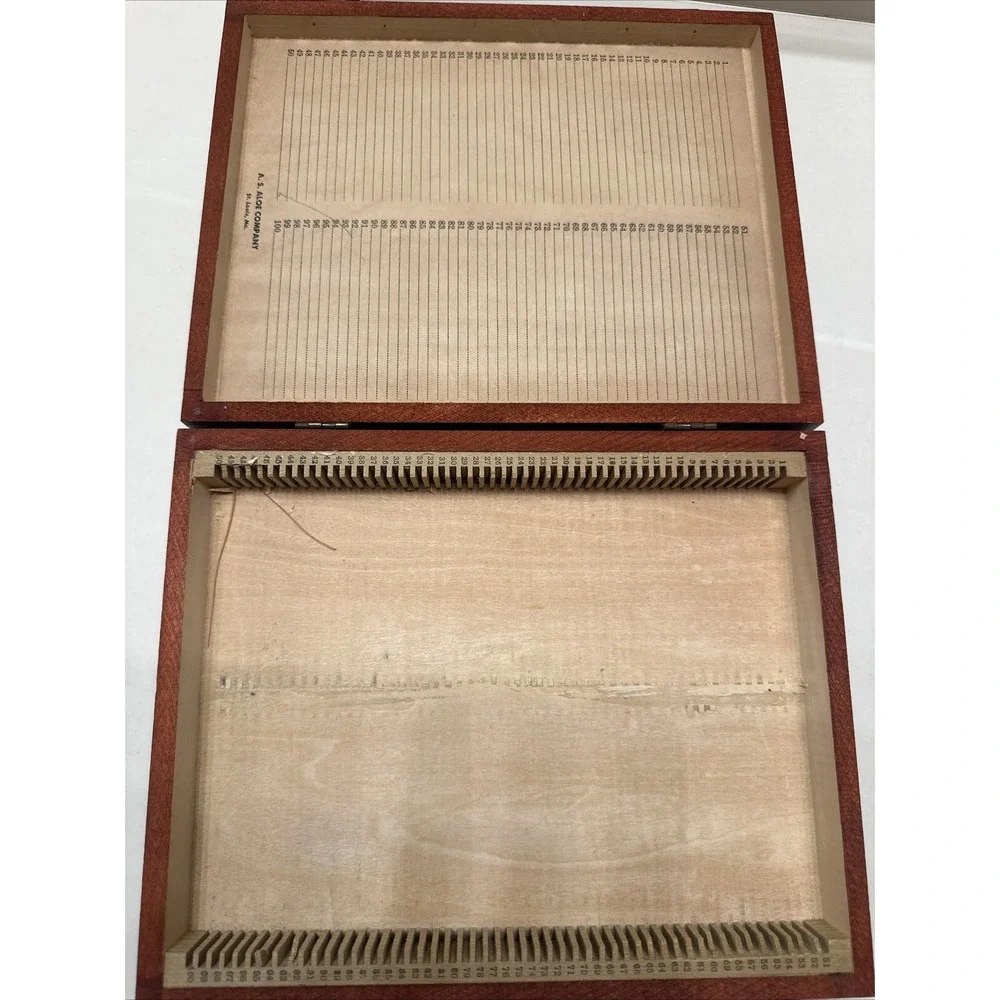 Vintage 1950's Wood Laboratory Equipment Slides Case Box A.S. Aloe Co
